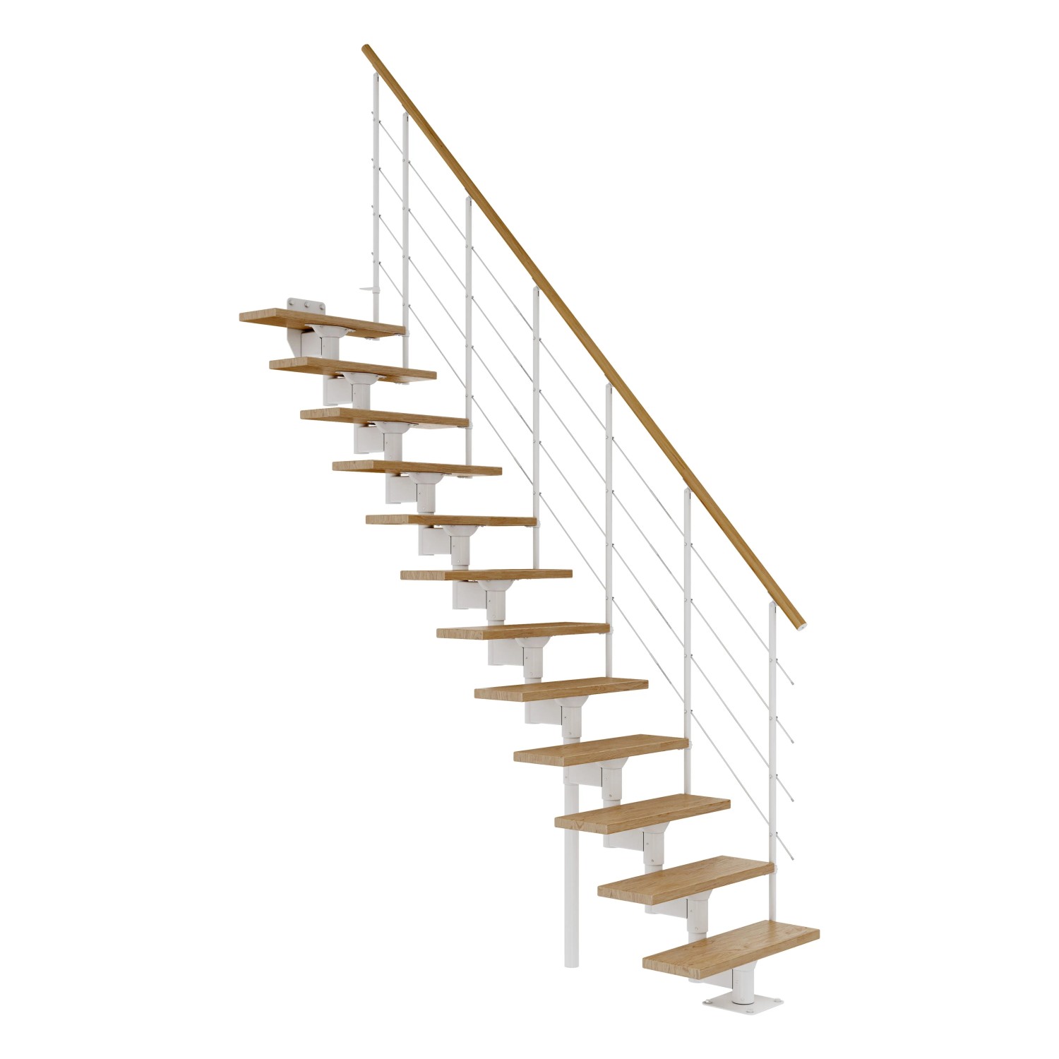Dolle Mittelholmtreppe Boston Gerade Stufen Eiche Metall Weiß FSC® günstig online kaufen
