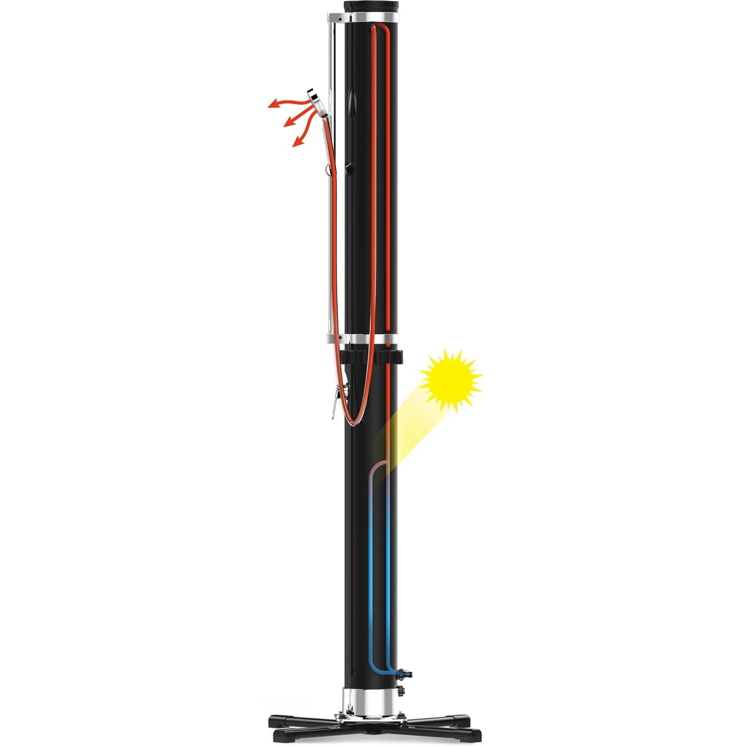 Bestway Solarflow Gartendusche 35 l: Schwarze Outdoor Dusche mit Solarfunktion und verstellbarem Duschkopf.