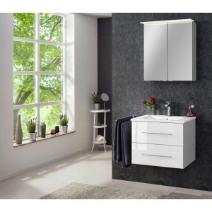 Fackelmann Spiegelschrank B.Perfekt, 60 cm, weiß, mit Softclose-Türen und Aufsatzleuchte im Badezimmer.