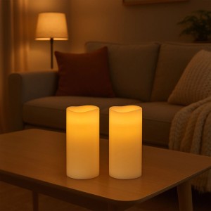 2er Set Relaxdays LED Kerzen aus Echtwachs, weiß, mit Timer und Fernbedienung. Dekorative Lampen & Leuchten.