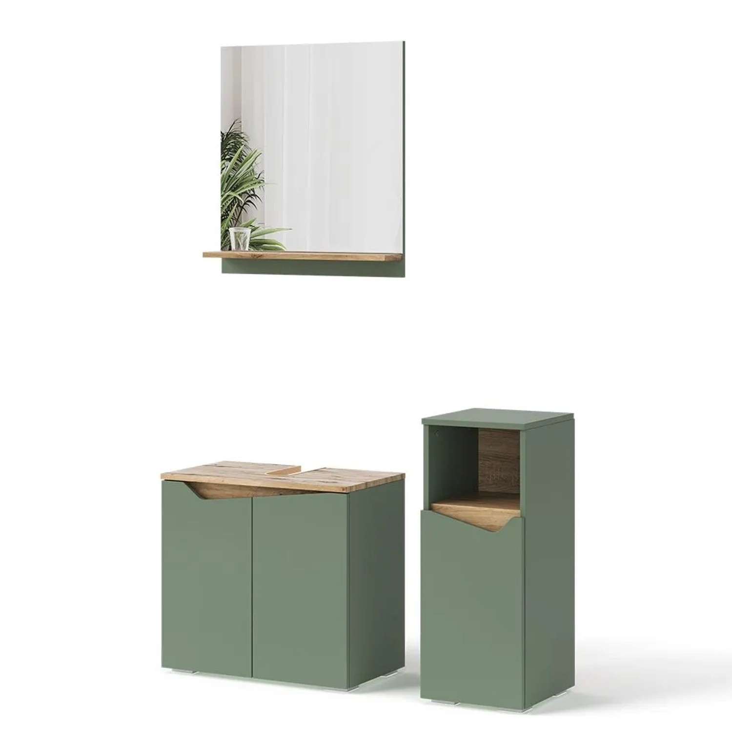 Vicco Badmöbel-Set Marelle Grün/Artisan-Eiche 60 x 58 3-teilig