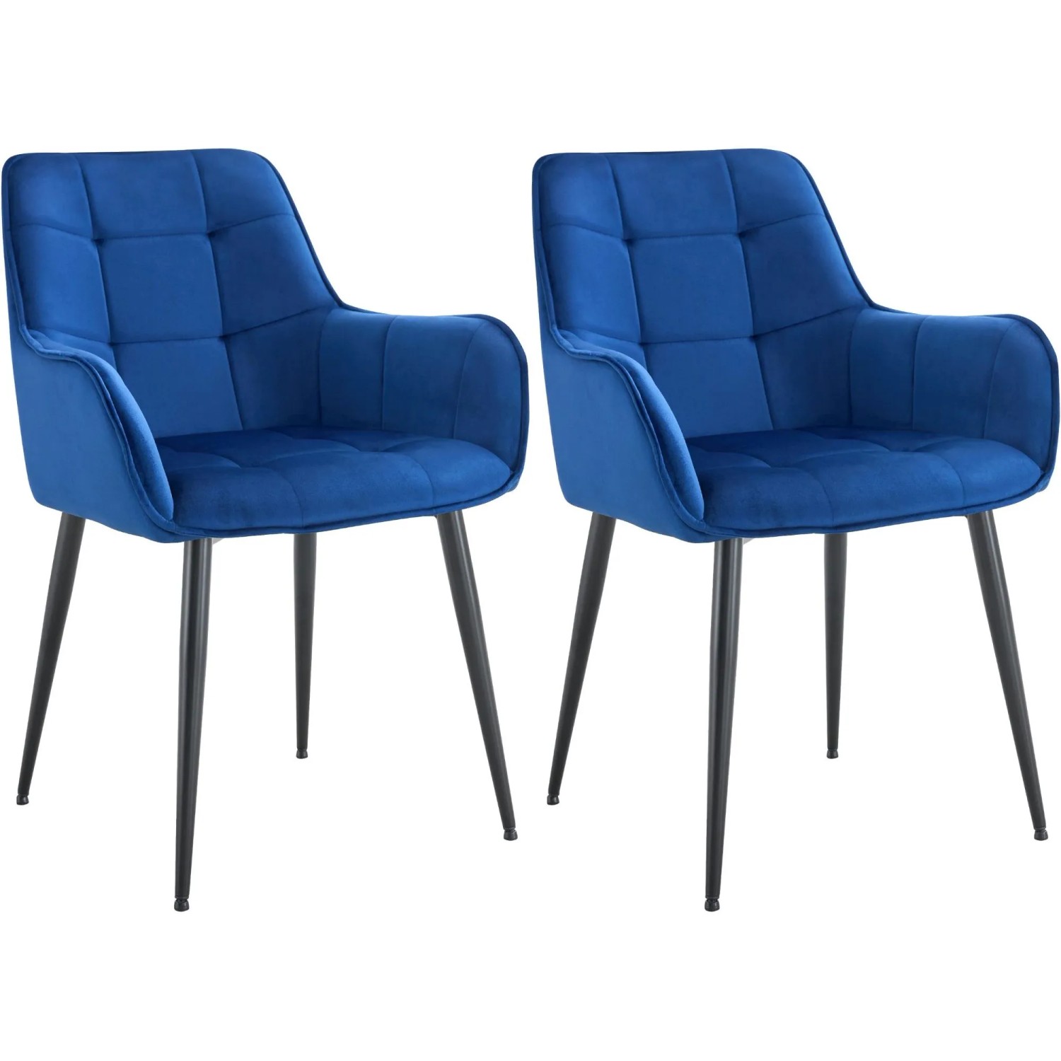 DELUKE 2er Set Esszimmerstuhl BOKEL Samt Dunkelblau 58x62x86cm Essstühle Esszimmerstühle Küchenstühle Wohnzimmerstühle