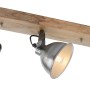 Vintage Wand- und Deckenleuchte Samia mit 3 Spots aus Eisen und Holz.