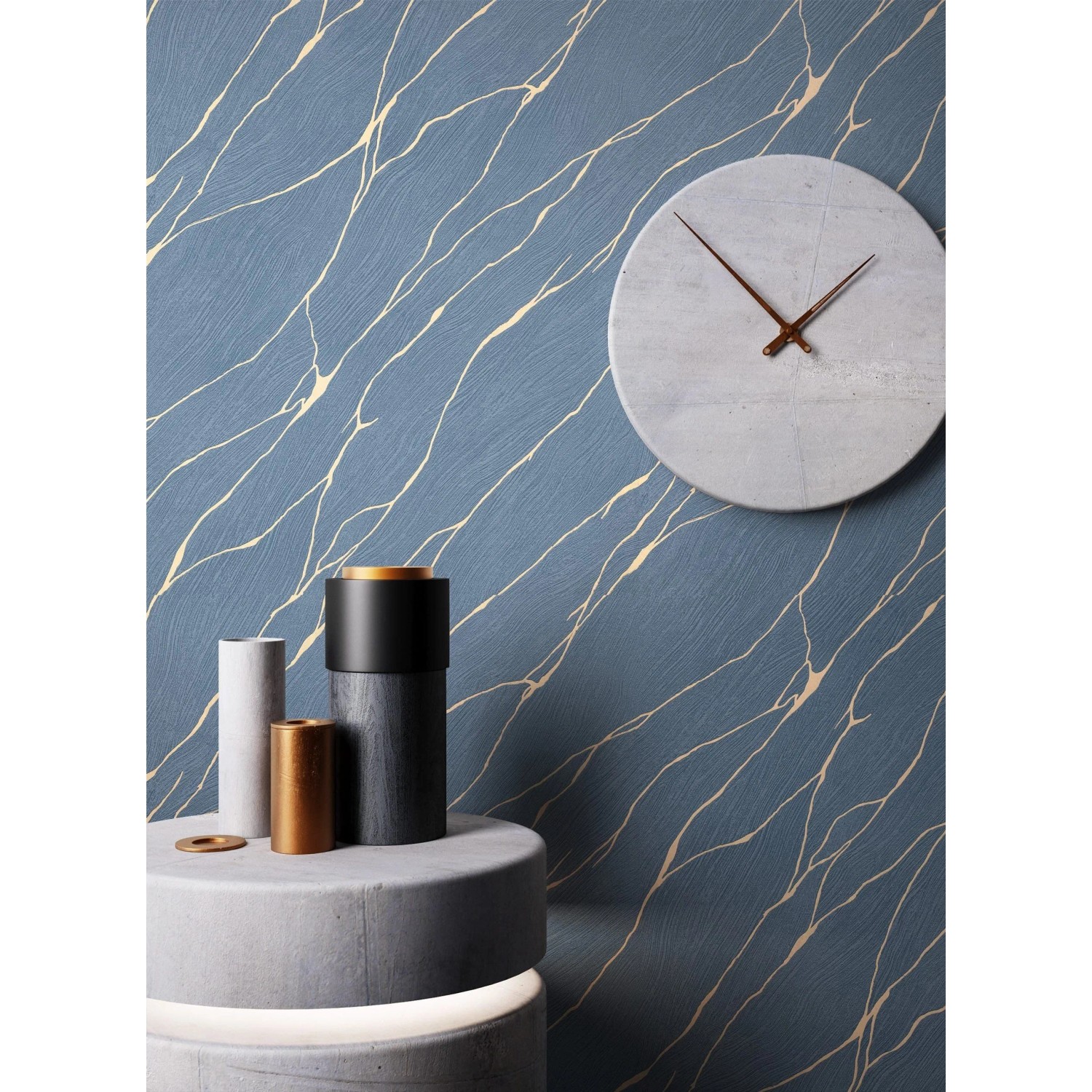 Newroom Vliestapete Priamo Blau Marmor Modern Strukturiert FSC®_4