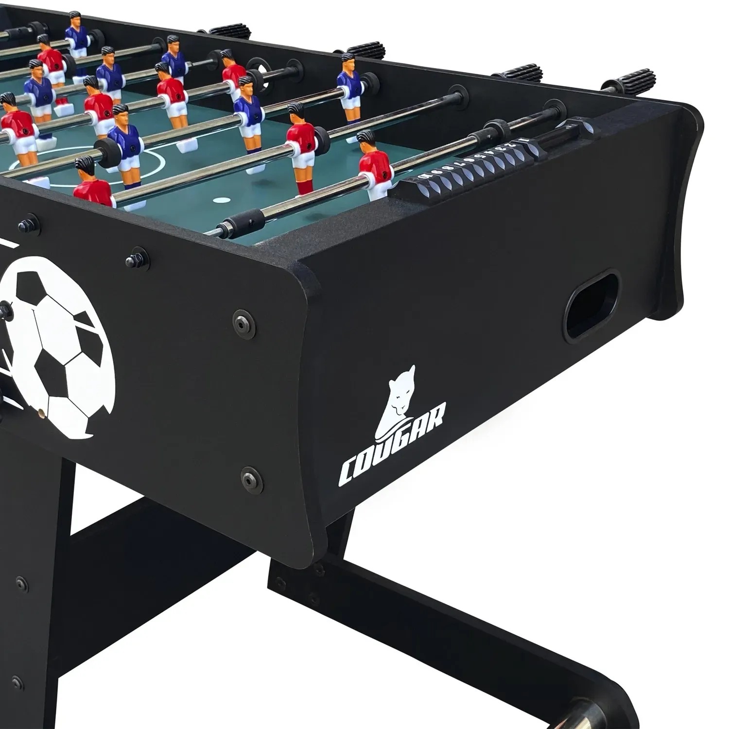Schwarzer Cougar Tischkicker Scorpion Kick TS, faltbar für Spiel & Spaß.