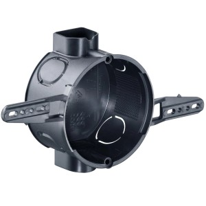 Schwarze Kaiser Gerätedose 1055-62 mit Nagelbefestigung, Ø 60 mm.