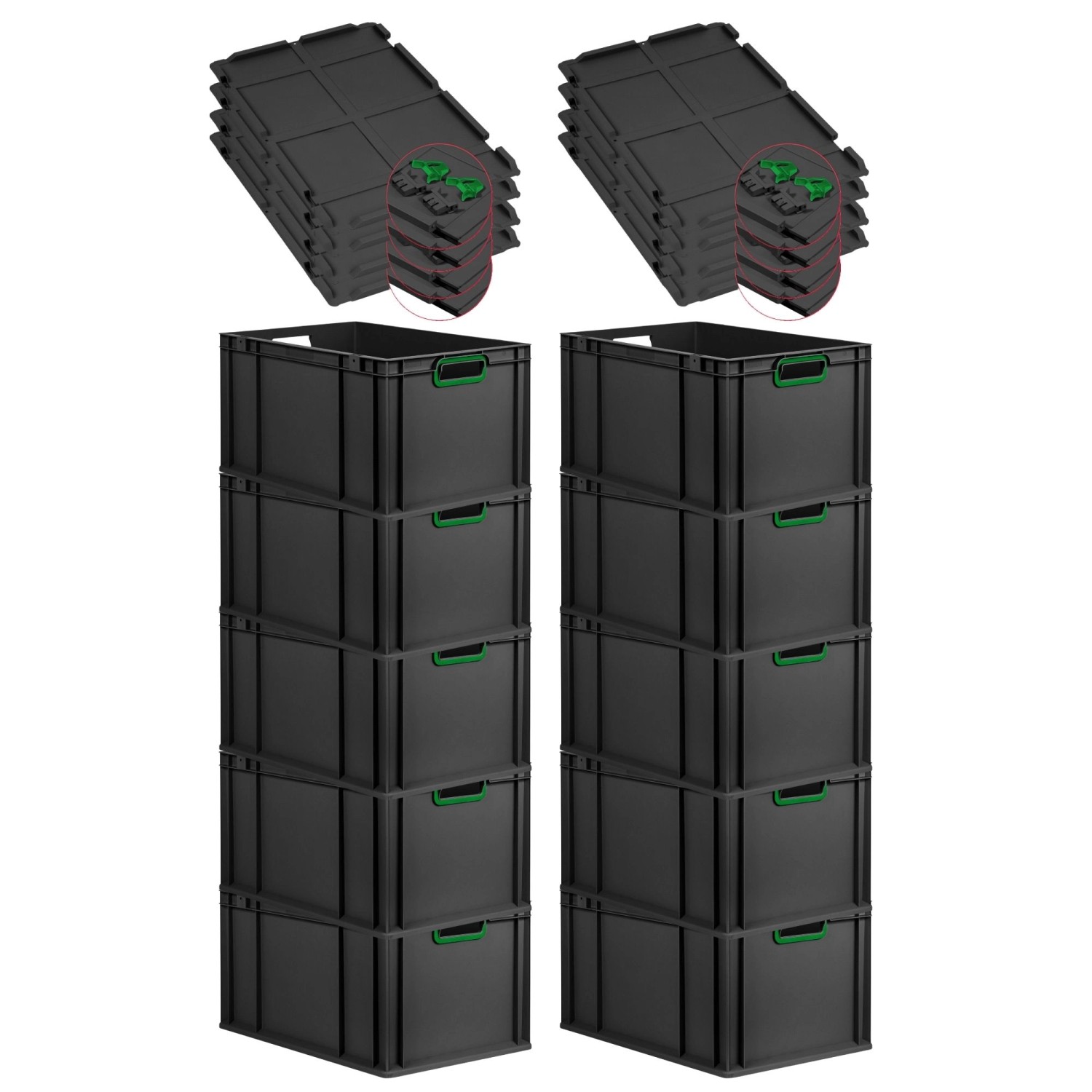 PROREGAL SuperSparSet 10x Eurobox Nextgen Color Mit Scharnierdeckel HxBxT 3 günstig online kaufen