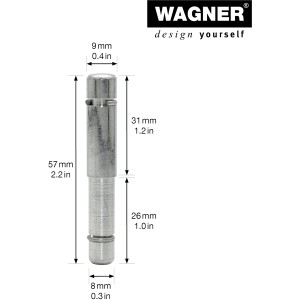 2er-Set Wagner Reduzierstift, 57 mm, aus verzinktem Stahl für Rollen und Räder.
