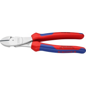 Knipex Kraft-Seitenschneider, 200mm, verchromt, mit Mehrkomponenten-Hüllen.