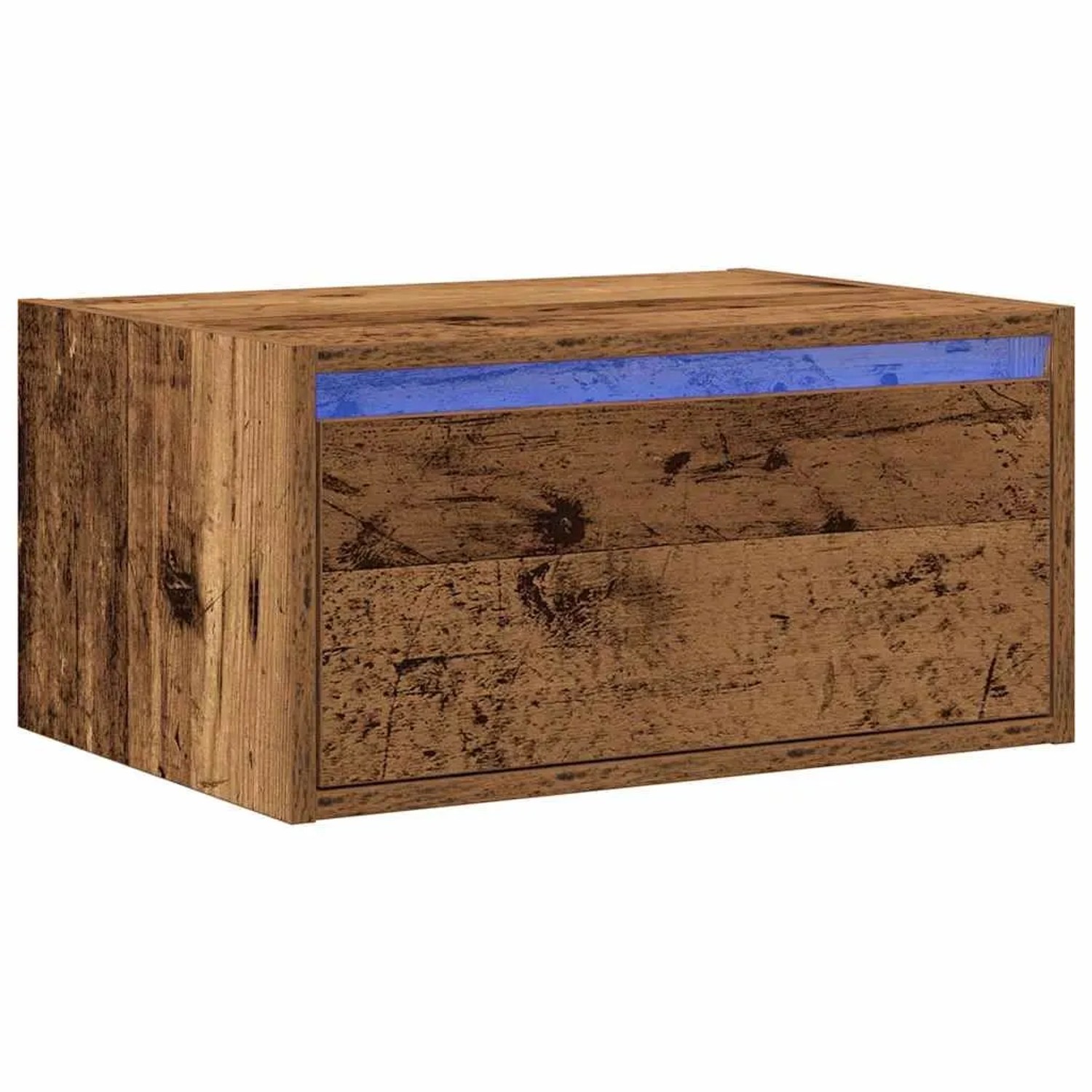vidaXL Wand-Nachttisch mit LED-Leuchten Altholz-Optik 860225