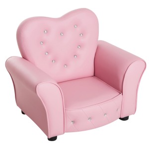 Rosa HOMCOM Kindersofa in Herzform mit Kristallknöpfen für das Kinderzimmer.