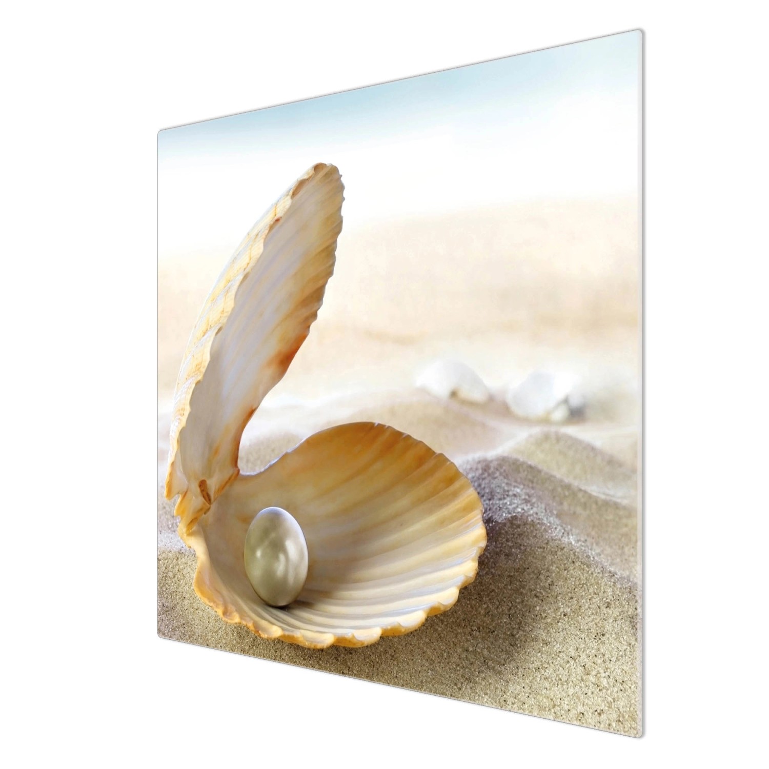 Banjado Glas Herdabdeckplatte mit Perlenmuschel Motiv, auch als Schneidebrett nutzbar.