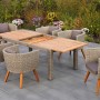 Merxx Gartenmöbelset Imperia, 7-teilig: Ausziehtisch und 6 Sessel mit Auflagen. Lounge-Gartenmöbel aus Akazienholz und Kunststoffgeflecht.