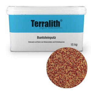 Terralith Buntsteinputz Mosaikputz, 15kg, Körnung 2mm, Farbmix Gelb-Rot.