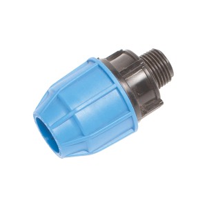 LUX-TOOLS Verbindungsstück für PE-Rohre, 20 mm x 21 mm (R 1/2), blau/schwarz.