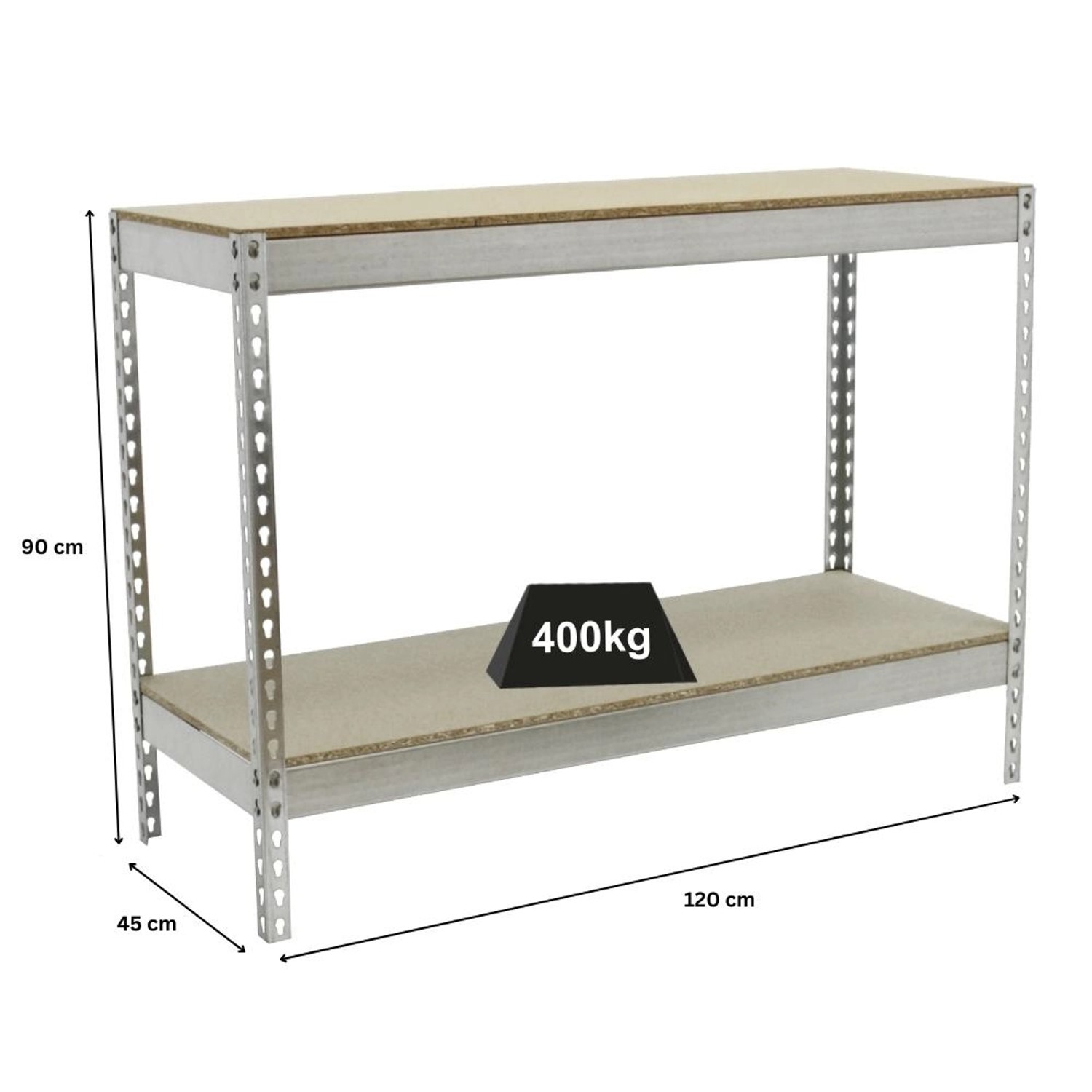 Verzinktes PROREGAL Schwerlastregal Mini Wood Yeti, 90x120x45 cm, Fachlast 400 kg.
