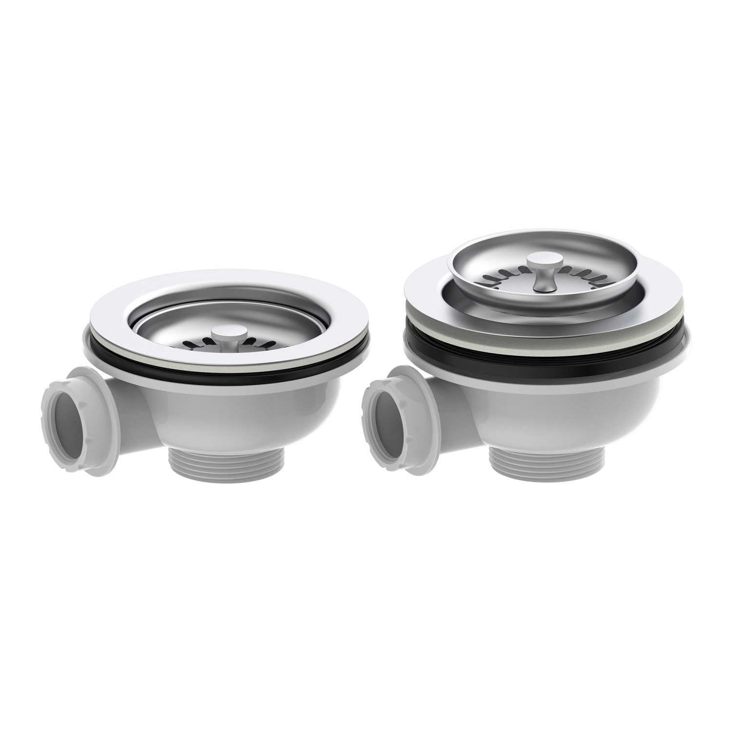 Kirchhoff Korbventile (2er-Set) für Spüle, mit Sieb und Überlaufanschluss.