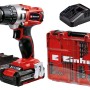 Einhell Akku-Schlagbohrschrauber TE-CD 18 mit 2 Akkus, Ladegerät und Koffer.