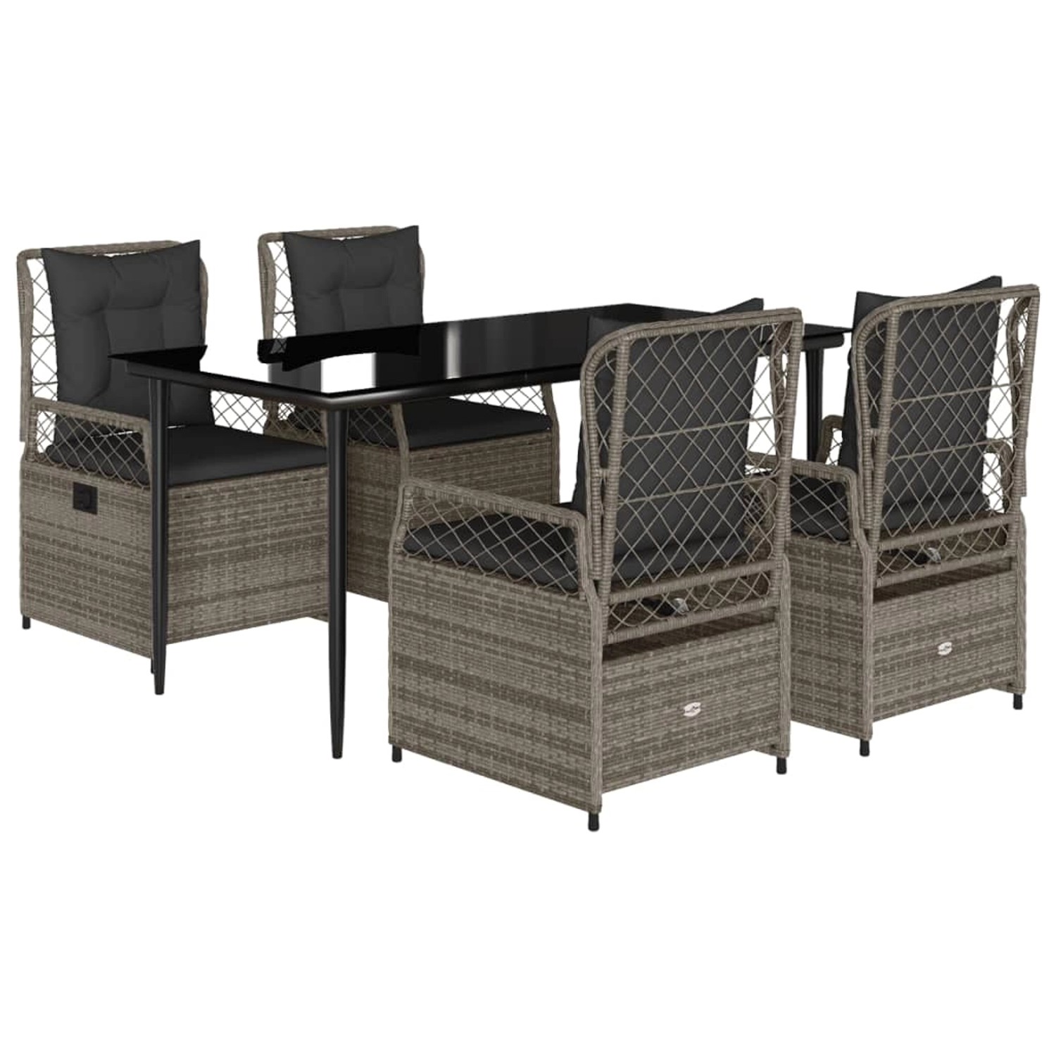 vidaXL 5-Tlg Garten-Essgruppe mit Kissen Grau Poly Rattan 3262988 günstig online kaufen