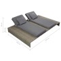 Graues 5-tlg. vidaXL Garten-Lounge-Set mit Auflagen aus Poly Rattan, bestehend aus Sonnenliege, Sofas, Ottomanen und Kissen.