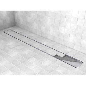 Ottofond Duschrinne, 90 cm, befliesbar, mit Edelstahlrahmen im Badezimmer.