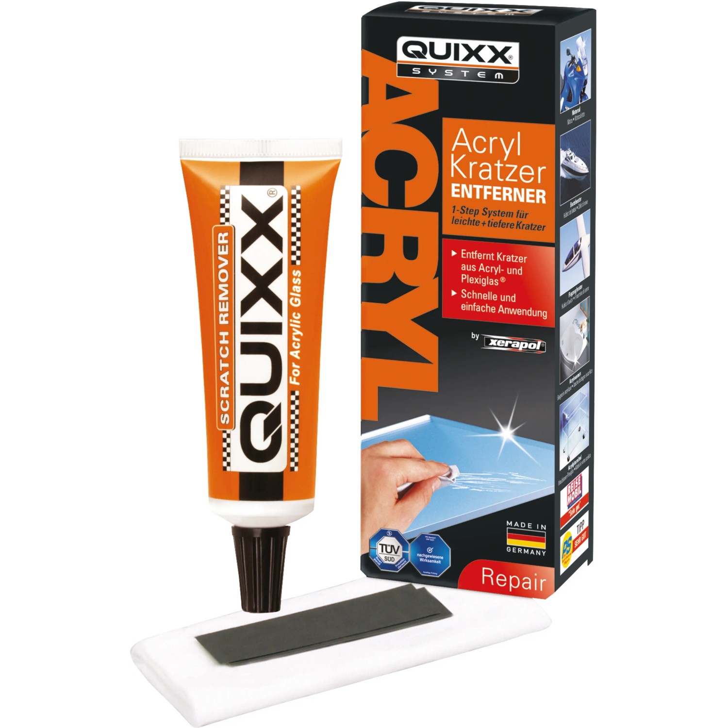 QUIXX Kratzer-Entferner, für Acrylglas, 4-teilig