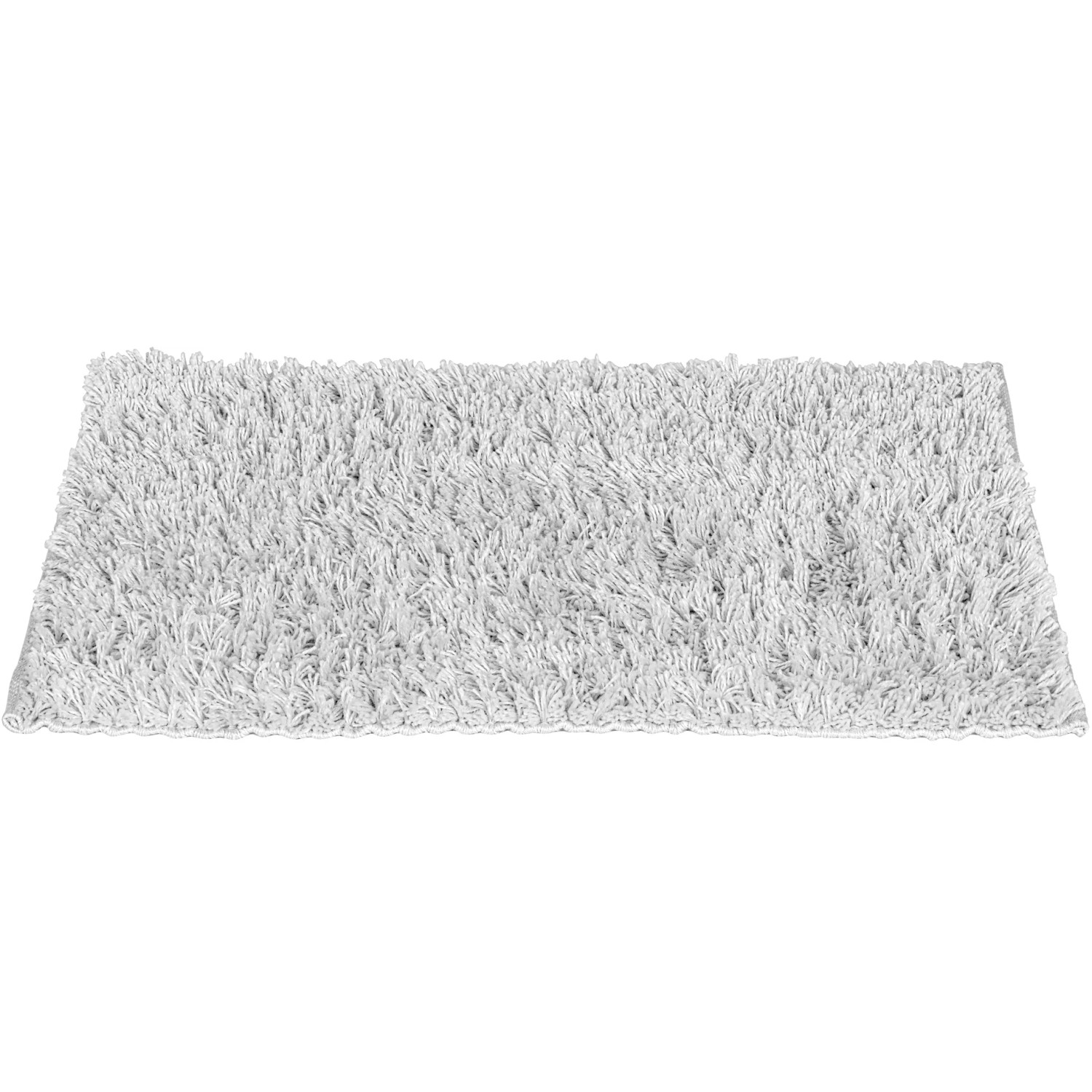 Hellgraue Wenko Badematte Lanas aus recycelten PET-Flaschen, hochflorig und weich.