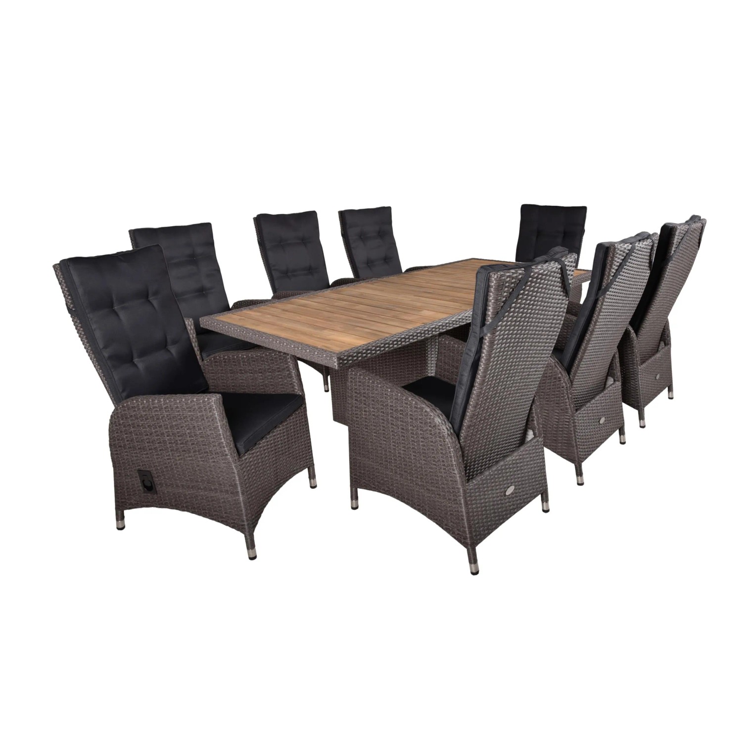 DELUKE Garten-Sitzgruppe GRAZ 7-tlg. Akazie Weidenbraun Gartenmöbel-Set Garten-Essgruppe Stühle-Sessel Esstisch
