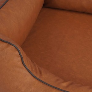 Detailaufnahme: Knuffelwuff Hundebett Henderson XXL aus Kunstleder in Rusty-Braun.