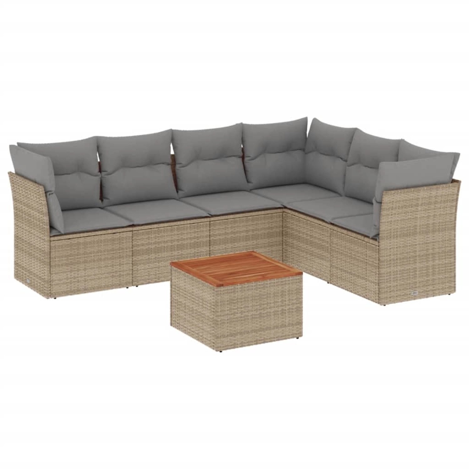 vidaXL 7-Tlg Garten-Sofagarnitur mit Kissen Beige Poly Rattan 3255989 günstig online kaufen