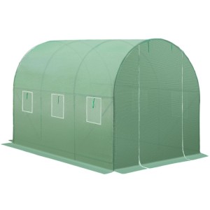 Tectake Foliengewächshaus  11 4 M³  In Tunnelform Mit 6 Fenstern Uv Beständig  343 x 200 x 200 cm Grün