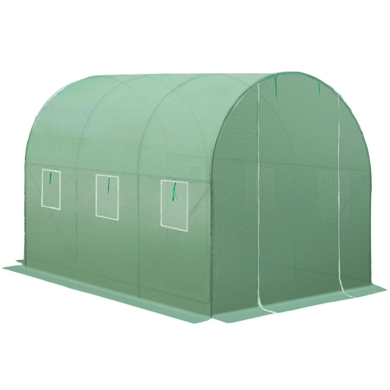Tectake Foliengewächshaus  11 4 M³  In Tunnelform Mit 6 Fenstern Uv Beständig  343 x 200 x 200 cm Grün