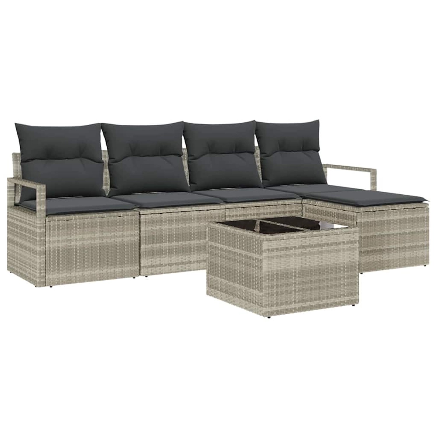 vidaXL Garten-Sofa-Set 6-Tlg Hellgrau Poly Rattan 3346352 günstig online kaufen