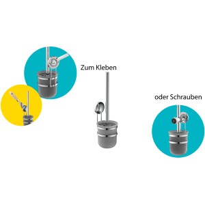 Eisl Klobürstenhalter zur Wandmontage ohne Bohren, Edelstahl verchromt.