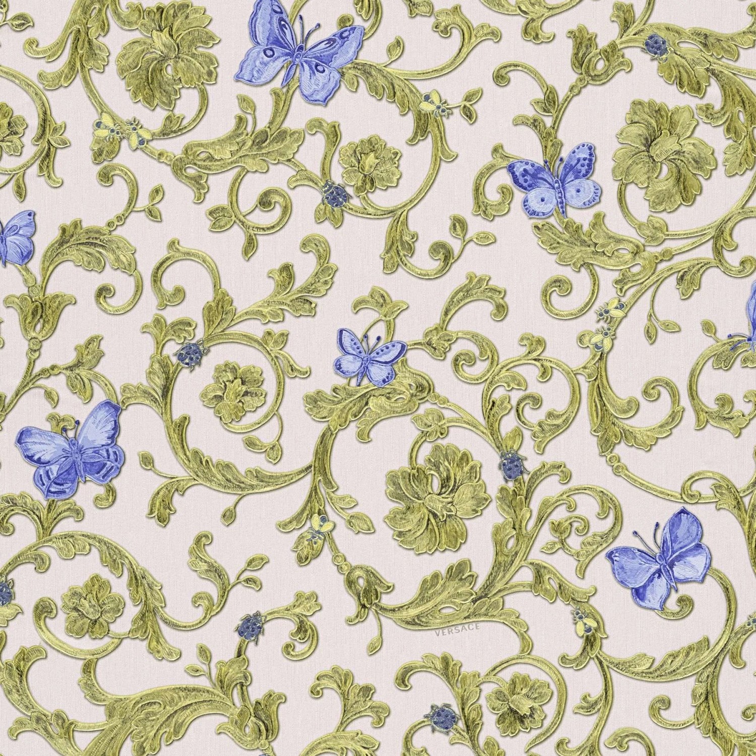 Bricoflor Englische Tapete mit Ornament in Gold Barock Tapete mit Schmetter günstig online kaufen