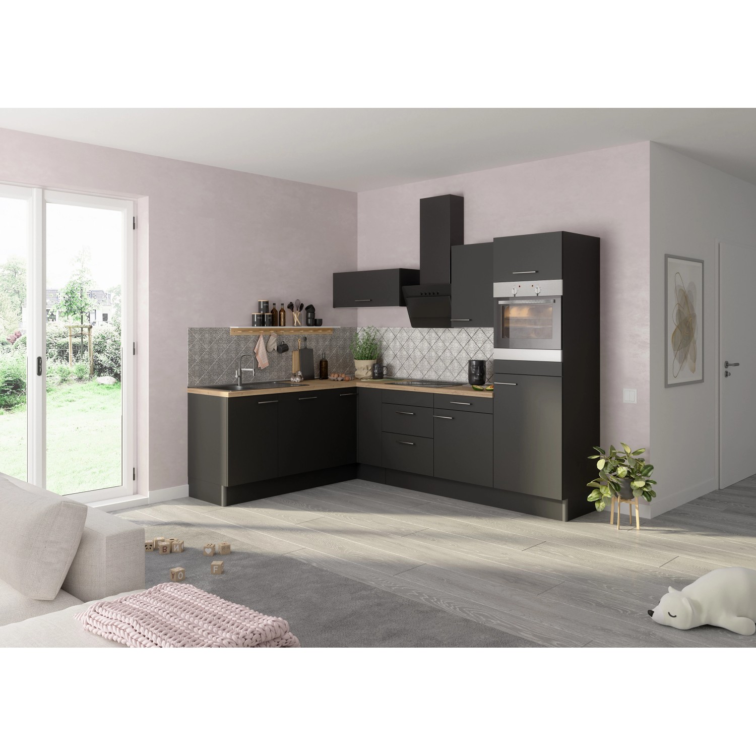 Optifit Winkelküche/L-Küche Optikoncept Ingvar 270 cm Anthrazit