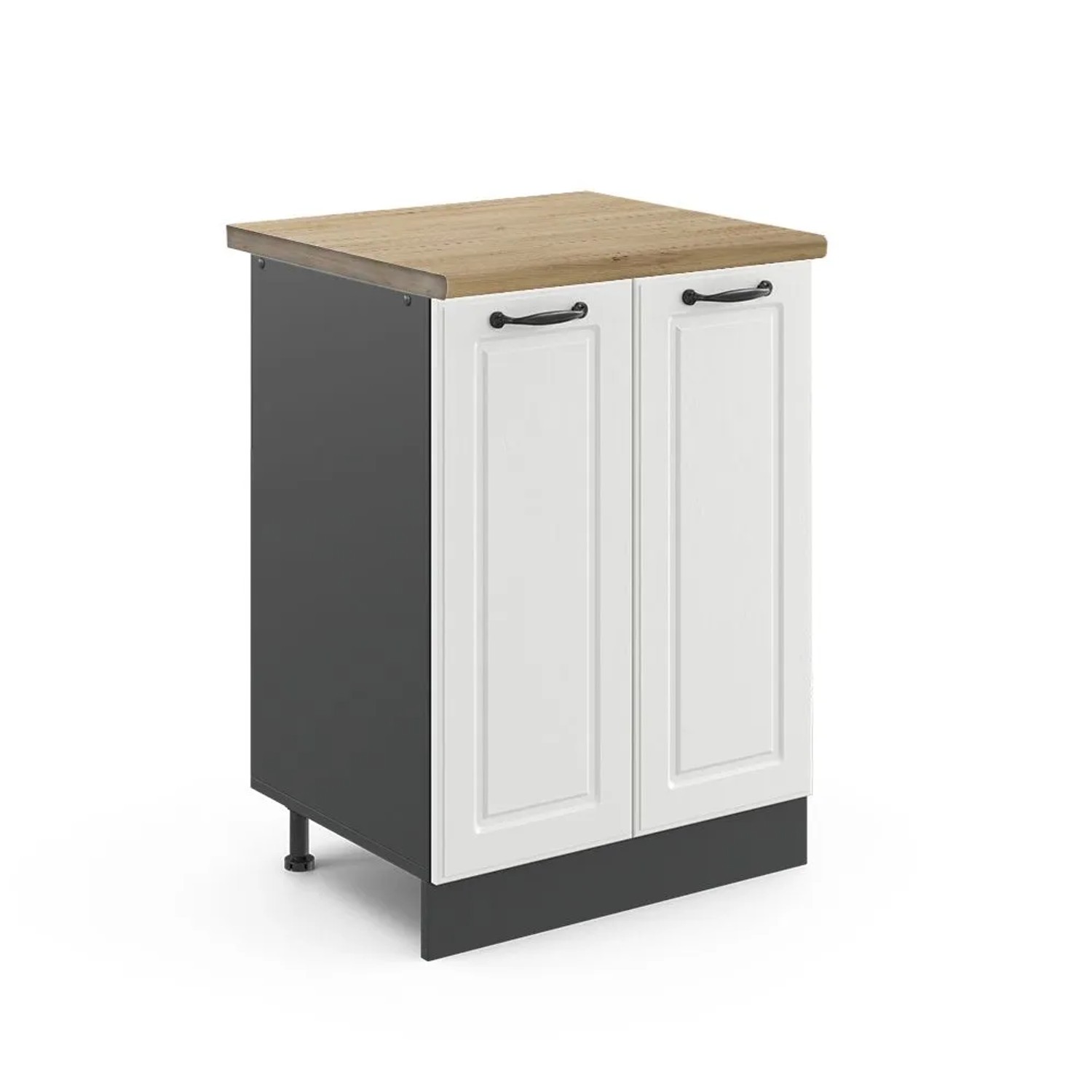 Vicco Küchenunterschrank R-Line Weiß Landhaus Anthrazit 60 cm AP Eiche
