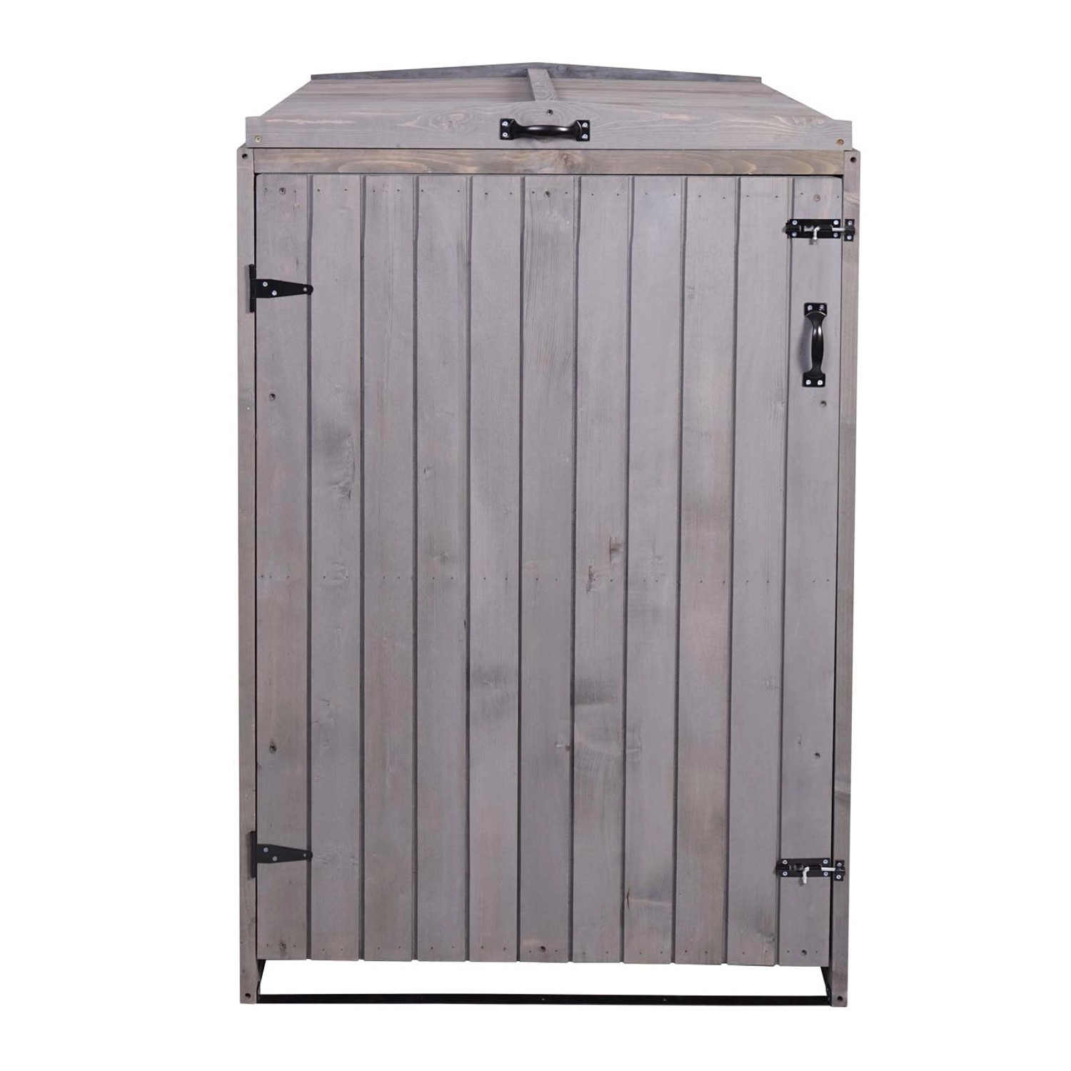 Anthrazit-graue MCW Mülltonnenbox H74 für 1-2 Tonnen, aus Holz.