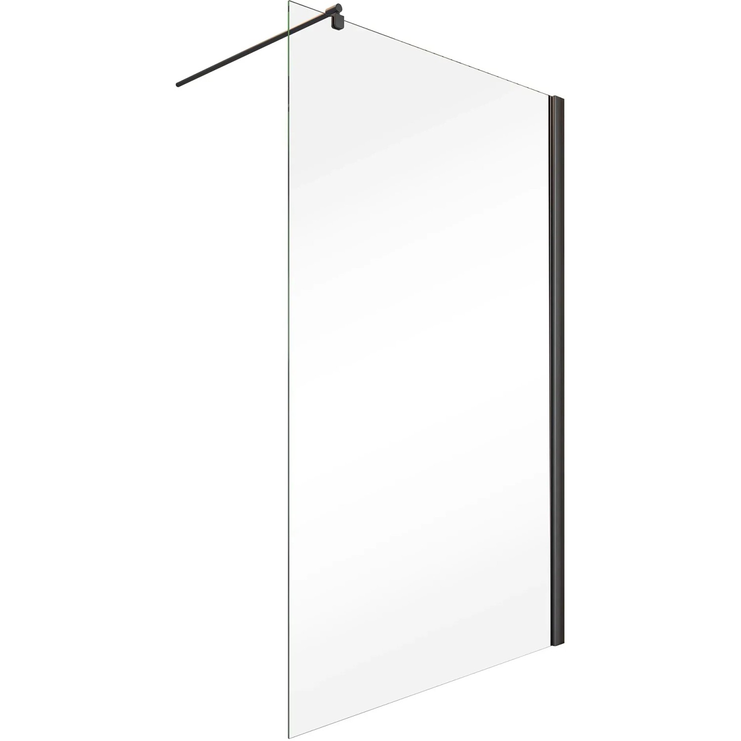 Schulte Walk In Dusche Alexa Style 2.0 mit schwarzem Rahmen und klarer Glasfront, 200x120 cm.