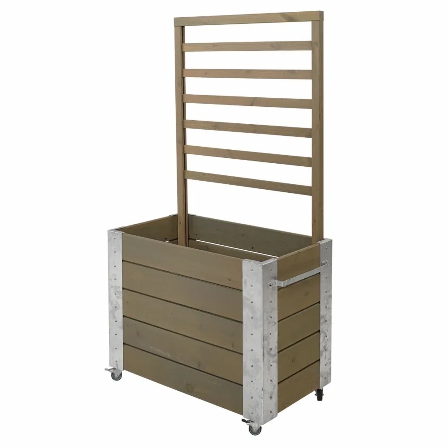 PLUS Pflanzkasten Raumteiler mit Stahlecken 87x50x155 cm - Graubraun