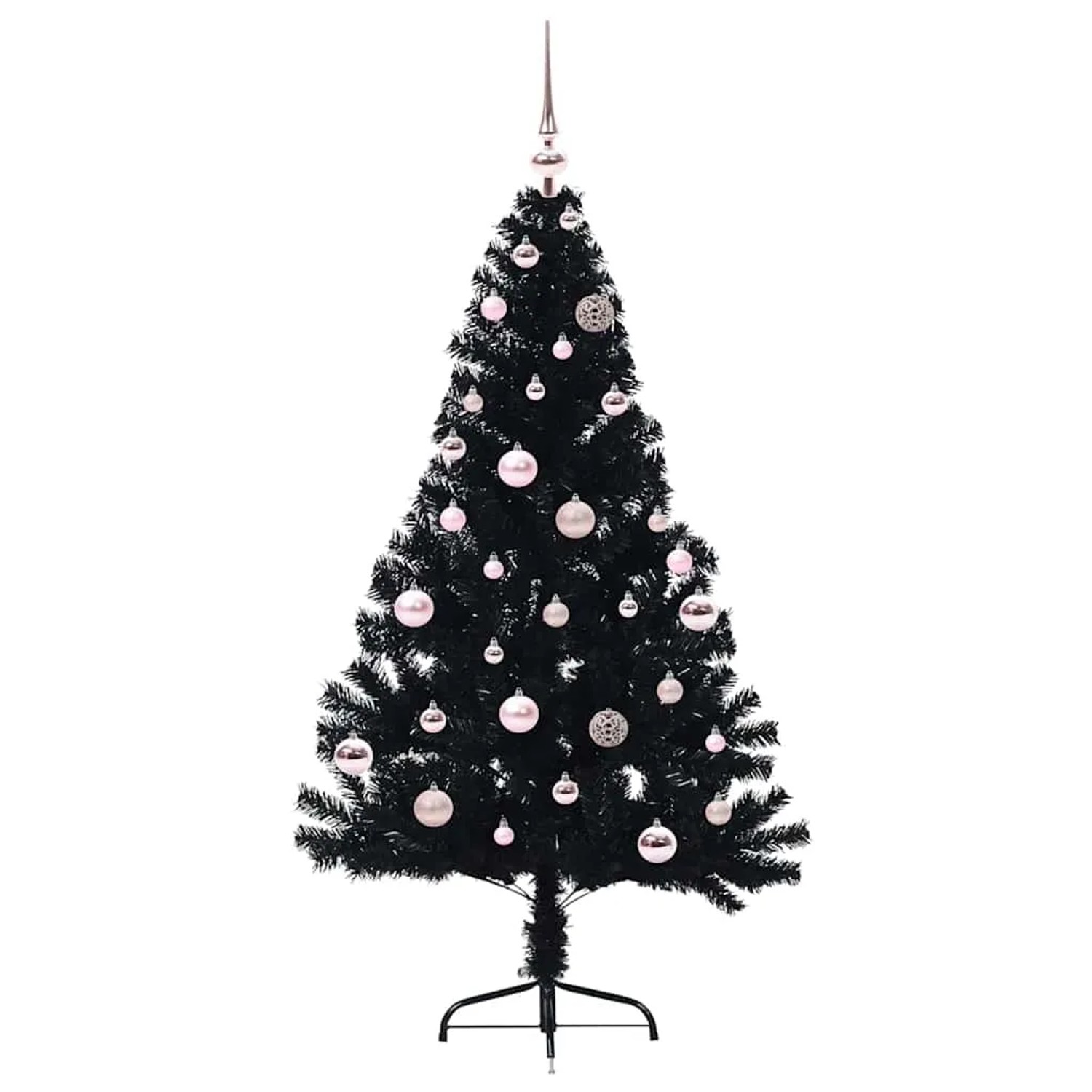 vidaXL Künstlicher Vorbeleuchteter Weihnachtsbaum Schwarz 150 cm PVC 3397130