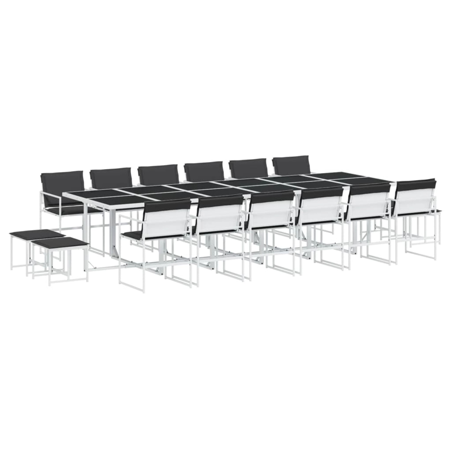vidaXL 17-Tlg Garten-Essgruppe mit Kissen Weiß Textilene 3295117