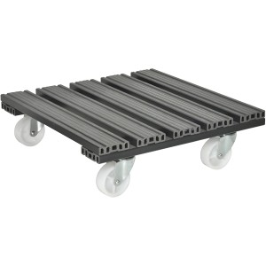 Anthrazitfarbener Wagner Kübelroller WPC 38,5x38,5 cm mit Rollen für den Innen- und Außenbereich.