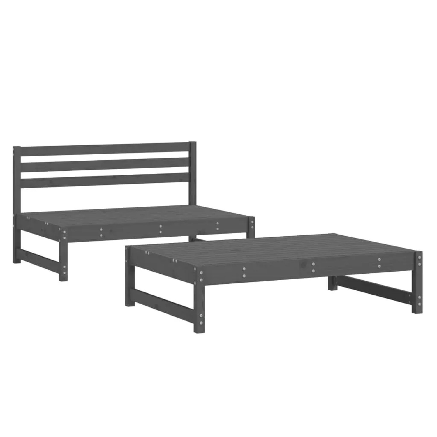 vidaXL 2-Tlg Garten-Lounge-Set Grau Massivholz Kiefer 825725