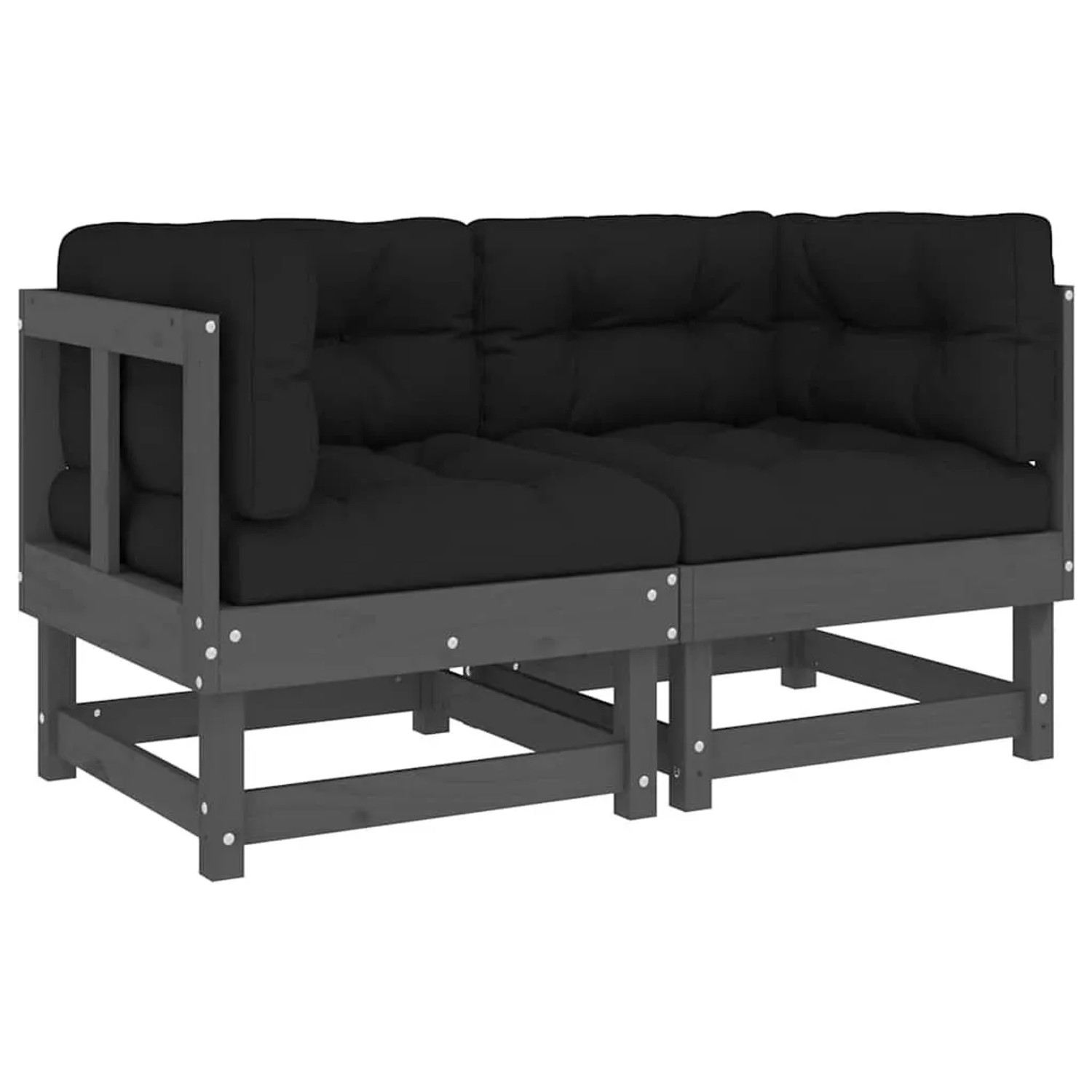 vidaXL Ecksofas mit Kissen 2 Stk Grau Massivholz Kiefer 825452