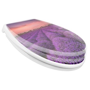 Banjado WC-Sitz Familie mit Lavendelfeld-Motiv und Absenkautomatik. Universeller Klodeckel mit Kindersitz.