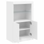 Weißer vidaXL Beistellschrank mit LED, teilweise geöffnet, mit Glasboden. Büroschrank.