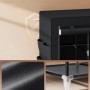 Detailansicht: Schwarzer Songmics Textil-Kleiderschrank mit Seitentaschen und Regalböden.