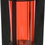 Schwarze Moll Grablampe aus Stahl mit rotem Glaszylinder, 16x25,5cm.