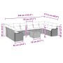 Graues 11-teiliges vidaXL Garten-Sofa-Set aus Rattan mit Tisch und Maßen.